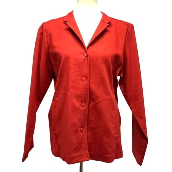 Eileen Fisher Jackets & Blazers - Eileen Fisher Cotton Blend Stand Collar Button Front Textured Blazer Women Large